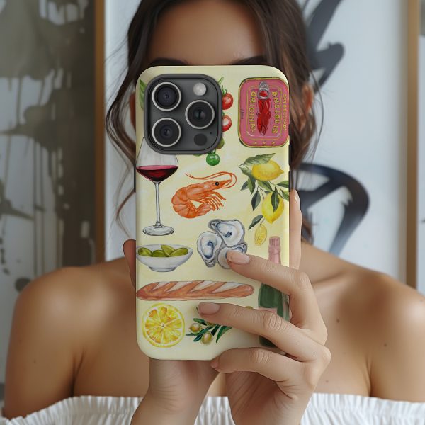 Italian Summer iPhone Case – Sardine Collage Design Inspired by European Coastal Vibes for iPhone 13 14 15 16 Pro Max - Image 2