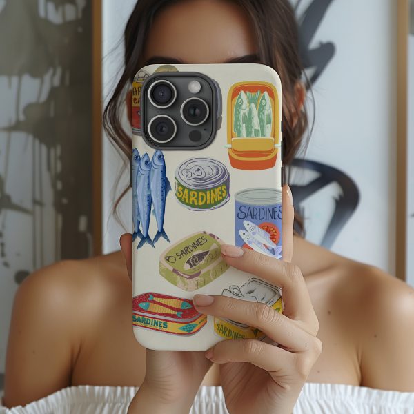 Vintage Sardines iPhone Case – Tinned Fish Collage with Rustic Aesthetic for iPhone 13 14 15 16 Pro Max - Image 2