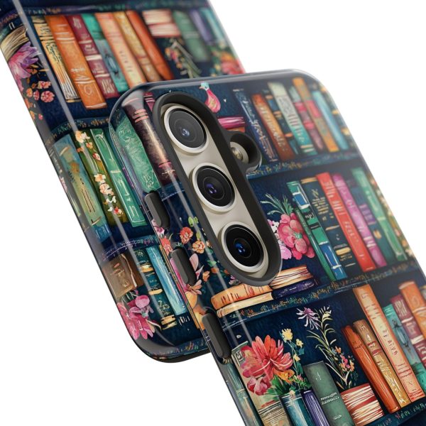 Vintage Floral Bookshelf iPhone Case – Bookish Cottagecore Design for iPhone 13 14 15 16 Pro Max - Image 3