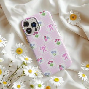 Coquette Bow iPhone Case – Blush Pink Floral Pastel Design for iPhone 13 14 15 16 Pro Max